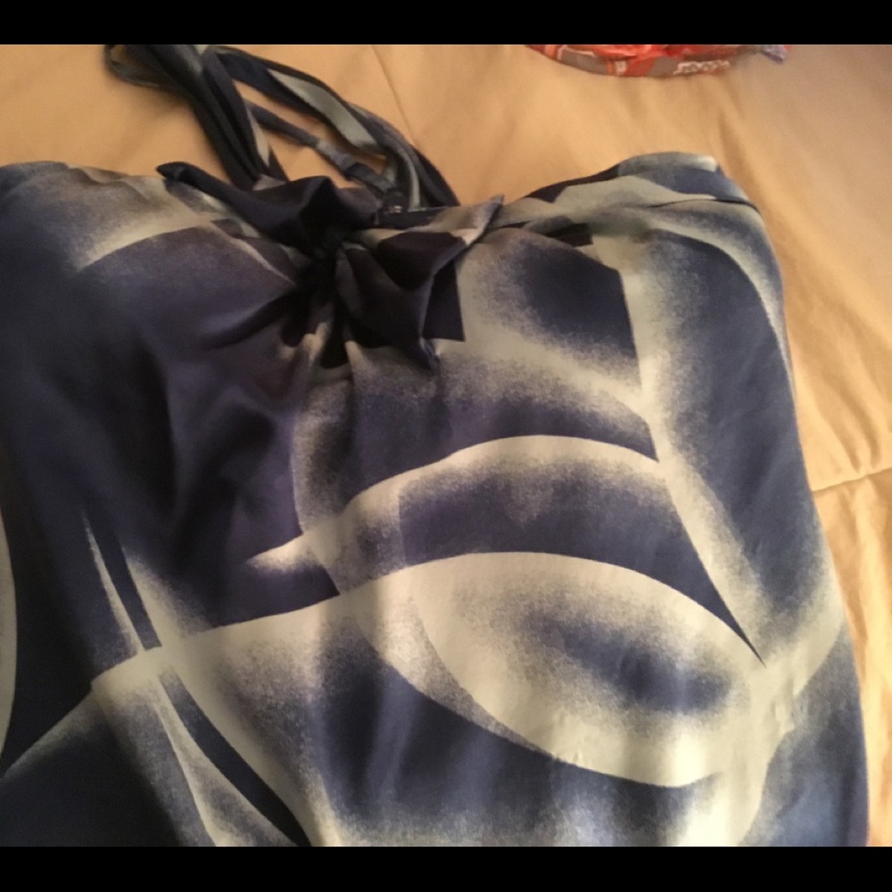 BCBG silky blue halter type top w/shoulder strap